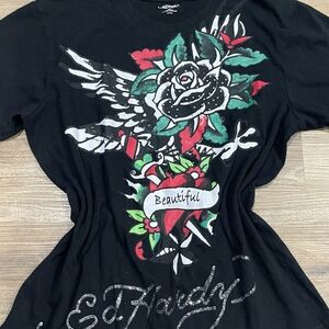 Ed Hardy Black Graphic Women's Top